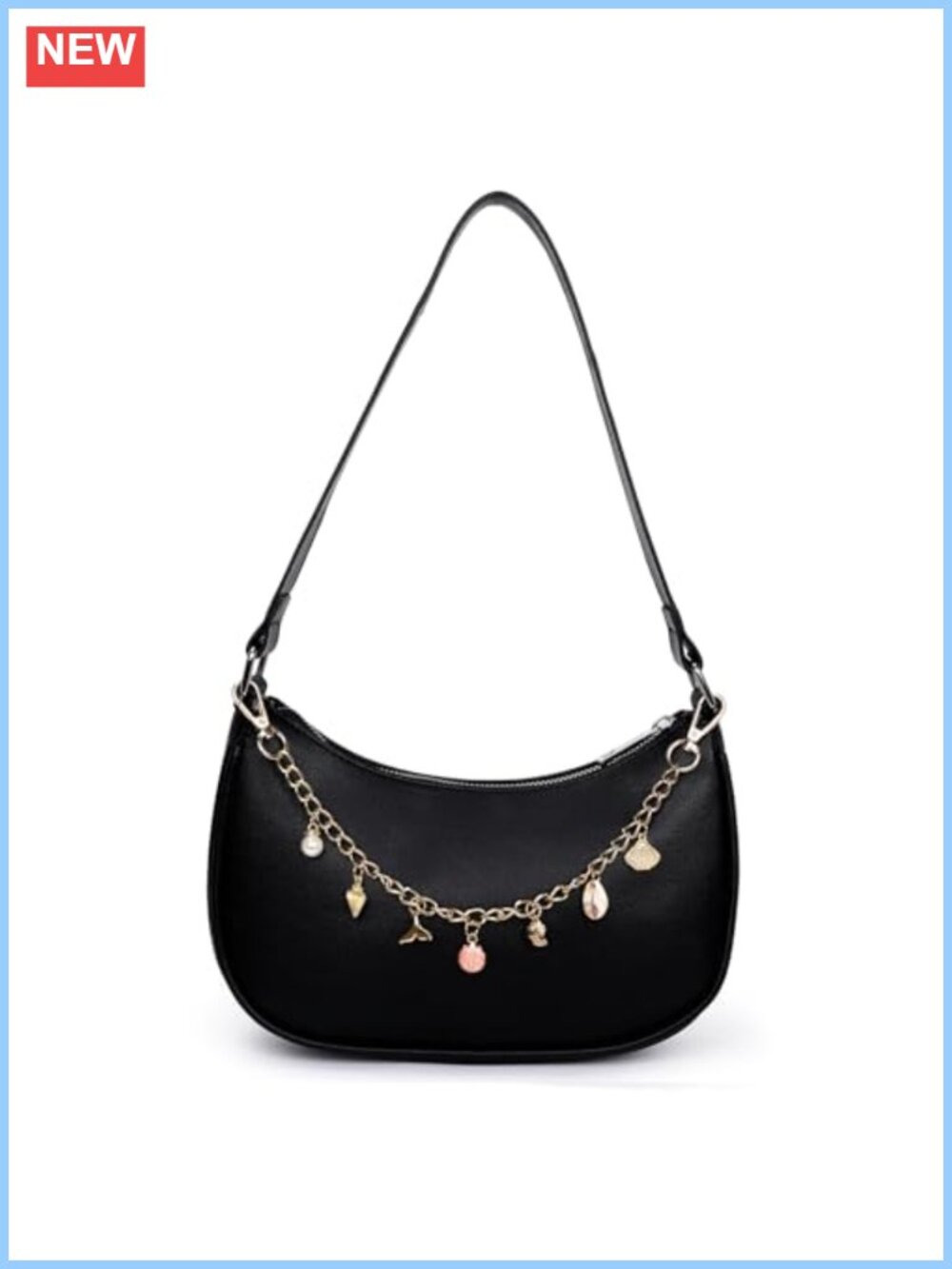 Small Leather Crescent Shoulder Bag Underarm Purse
